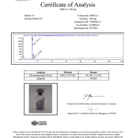 COA GHK-cu 100mg