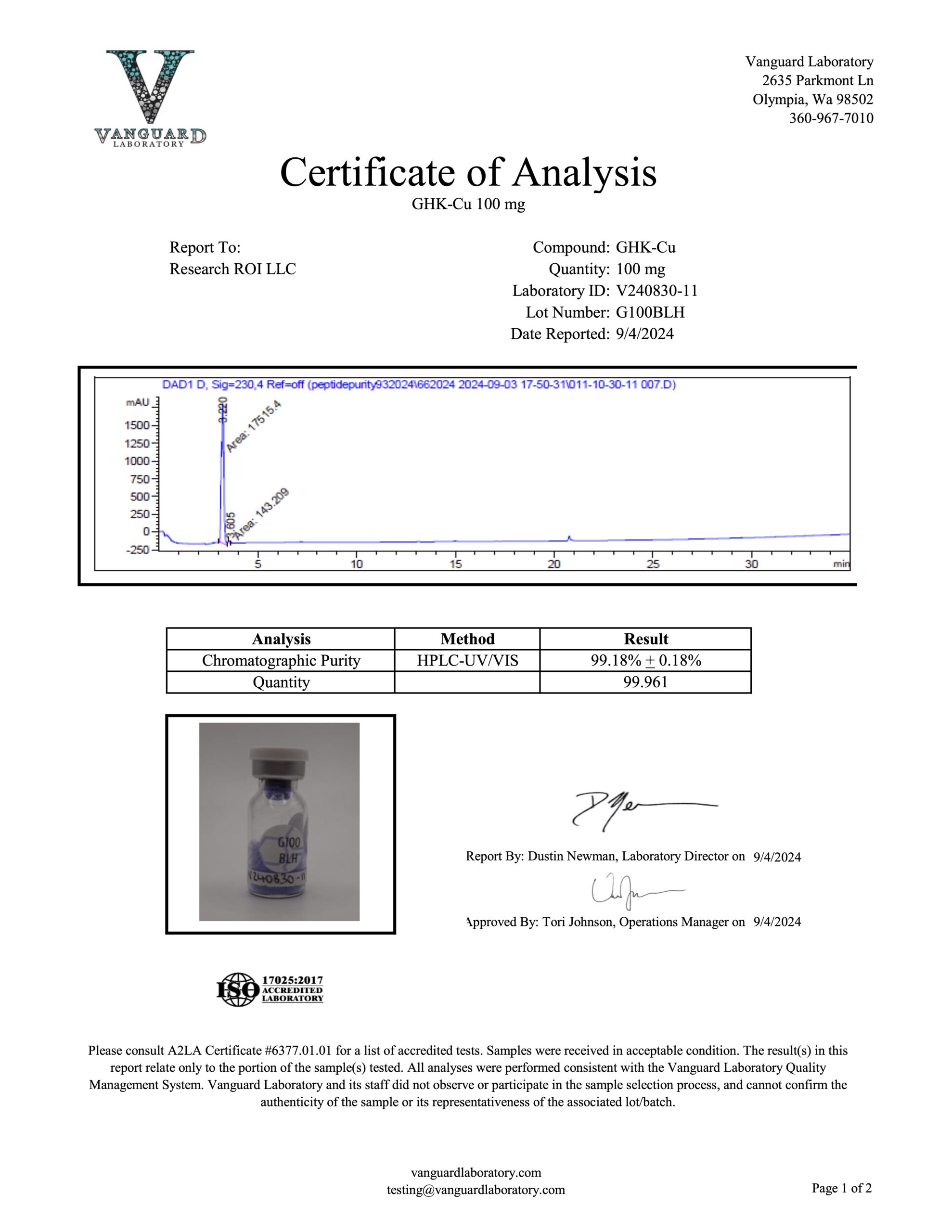 GHK-cu Copper Tri-Peptide-1 Lyophilized Powder
