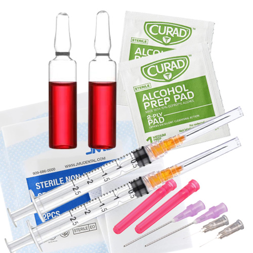 B12 Ampules 1000mcg, 2mL Bundle | 2 each: ampules, prep pads, sterile gauze, filter needles, 2.5mL 25G IM syringes, 27G SC needle tips